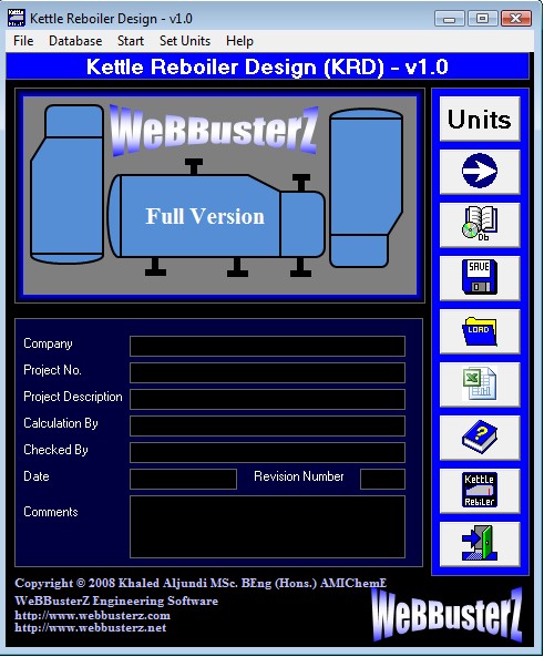 Click to view Kettle Reboiler Design (KRD) 1.0 screenshot
