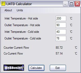 LMTD Calculator screen shot